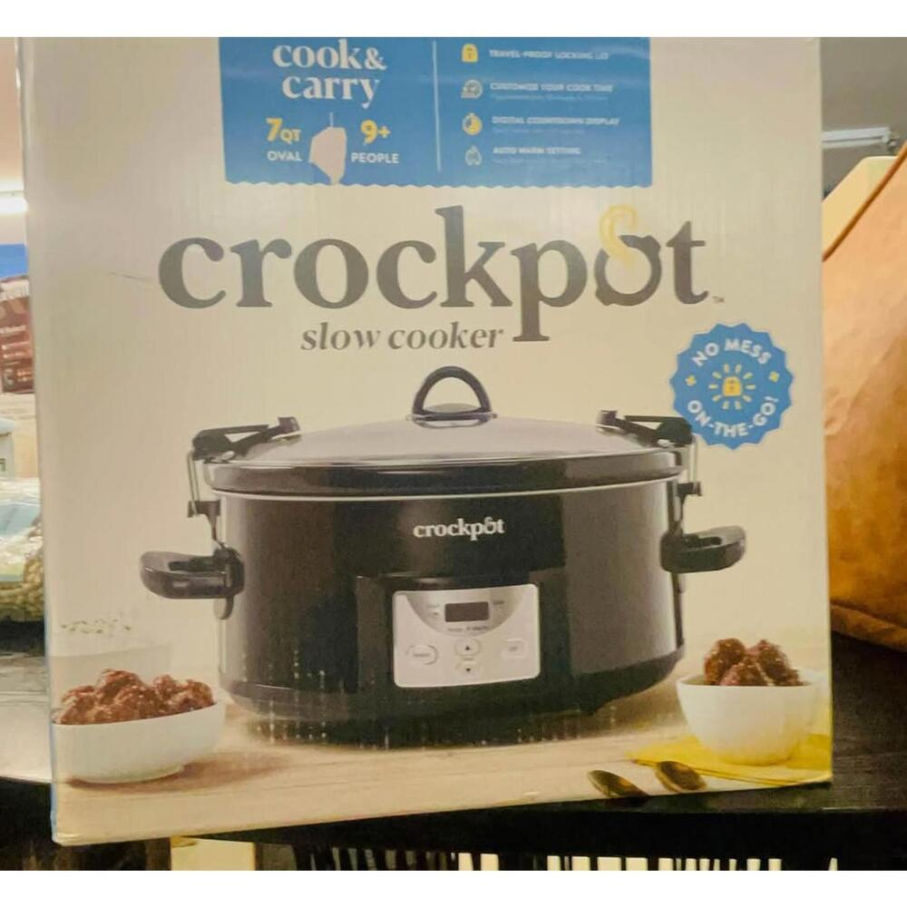 Crock Pot 7qt Cook & Carry Programmable Easy-Clean Slow Cooker - Stainless Steel